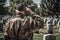 American Senior War Veteran saluting