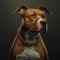 American Staffordshire Terrier dog portrait, brown with white. Generative ai