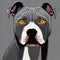 American Staffordshire Terrier dog portrait, grey with white. Generative ai