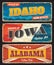 American states, Idaho, Iowa and Alabama banners