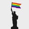 American Statue of Liberty is holding gay flag