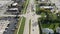 American suburban traffic, street crossroad, aerial time lapse