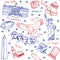 American symbols and icons seamless pattern