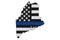 American thin blue line flag on map of Maine