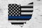 American thin blue line flag on map of Ohio