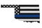 American thin blue line flag on map of Oklahoma