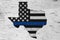 American thin blue line flag on map of Texas