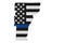 American thin blue line flag on map of Vermont