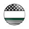 American thin green line badge button that is blank for your message