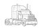 American trailer truck black and white sketch