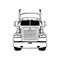 American Truck - black and white vector illustration