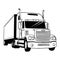 American Truck - black and white vector illustration