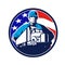 American Truck Driver Wearing Mask USA Flag Circle Mascot