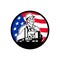 American Trucker Wearing Mask USA Flag Circle Mascot