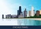 American Urban Chicago city background with skyscrapers, lake Michigan and blue sky. Vector EPS 10