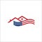 american usa flag and house home realty logo vector illustration
