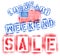 American USA flag and Labor Day Weekend Sale text in red, white, and blue spray paint stencils on white