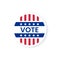 American vote sticker with USA flag and word vote