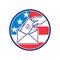 American Voter Voting Using Postal Ballot During Election USA Flag Circle Retro