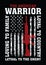 American warrior t-shirt design with USA flag and gun vector.