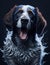 American Water Spaniel Dog blue background Splash Art 1