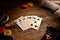 American West Old Saloon Poker Game Straight Flush