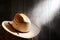 American West Rodeo Cowboy Straw Hat in Old Barn