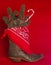 American West traditional cowboy boot and bandanna on christmas