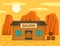American western saloon concept background, flat style
