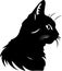 American Wirehair Cat Black Silhouette Generative Ai