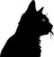 American Wirehair Cat Black Silhouette Generative Ai