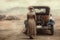 American woman car 1920 year. Generate Ai