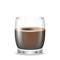 Americano coffee in transparent glass cup. Fresh hot beverage espresso in mug. Black coffee drink