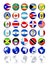 Americas country flags web buttons with globes