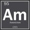 Americium chemical element, dark square symbol