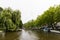 Amesterdam, Holland â€“ 2019. Amsterdam Houseboats on the banks of the Amstel River