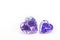 Amethyst diamonds in heart shape on white background