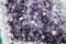 Amethyst druse, amethyst crystals close up view,