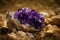 Amethyst dry soil closeup photo. Generate Ai