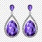 Amethyst earrings mockup, realistic style