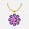 Amethyst flower jewelry icon, realistic style