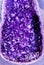 Amethyst purple crystal. Mineral crystals in the natural environment. Texture of precious and semiprecious gemstone