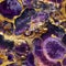 Amethyst seamless pattern, intricate organic repetition background, natural texture mineral slab in purple tones with gold veins.