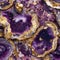 Amethyst seamless pattern, intricate organic repetition background, natural texture in purple tones with gold veins