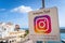 Ametlla de mar, Spain. September 2019: Instagram point showing a photogenic view of the port of l`ametlla de mar