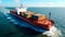 Amidst the blue sea a cargo ship with containers global logistics. Generative AI