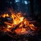 Amidst the Enchanting Darkness: A Captivating Photo of a Campfire Illuminating the Dark Forest. Ai generated