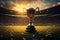 Amidst the soccer stadiums roar, the golden winners cup gleams brilliantly