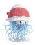 amigurumi octopus on white background wearing santa hat graphic for christmas