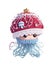 amigurumi octopus on white background wearing santa hat graphic for christmas